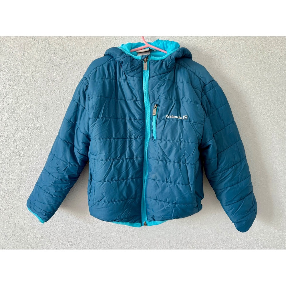 Avalanche Puffer Jacket Kids Size 5 Blue Excellent Hooded Quilted Insulated Coat